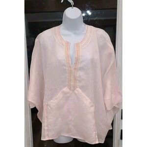 Anthropologie Akemi + Kin Size XS/S Tunic Top Pale Pink Ramie 3/4 Sleeve NWT